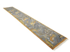 Light Gray Pictorial 2'6X16 Oriental Runner Rug
