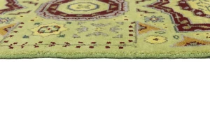 Light Lime Green Floral 2'7X9'7 Heriz Serapi Oriental Runner Rug