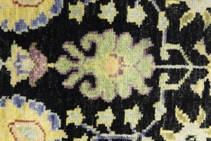 Black Floral 2'6X12'3 Osh Chobi Oriental Runner Rug