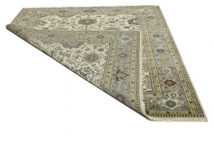 Cream Tribal Geometric 8X10 Indo-Karajeh Oriental Rug