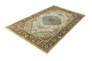 Beige Floral 5X8 Rare Heriz Serapi Oriental Rug