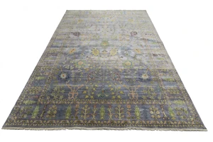 Silver Gray Floral 10X14 Osh Chobi Oriental Rug