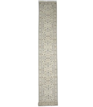 Cream Floral 2'9X20'6 Indo-Nain Oriental Runner Rug