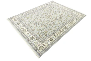 Light Blue-gray Floral 8X10 Indo-Nain Oriental Rug