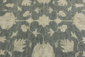 Muted Dark Slate Floral 10X14 Transitional Oriental Rug