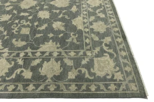 Muted Dark Slate Floral 10X14 Transitional Oriental Rug