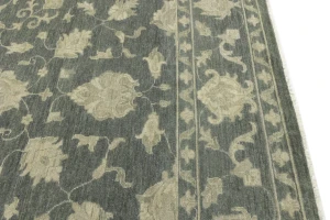 Muted Dark Slate Floral 10X14 Transitional Oriental Rug