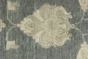 Muted Dark Slate Floral 10X14 Transitional Oriental Rug