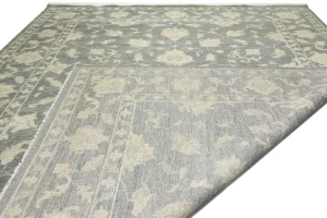 Muted Dark Slate Floral 10X14 Transitional Oriental Rug