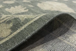 Muted Dark Slate Floral 10X14 Transitional Oriental Rug