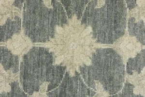 Muted Dark Slate Floral 10X14 Transitional Oriental Rug