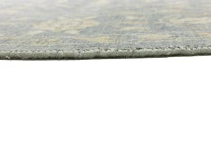 Muted Gray Floral 8X8 Transitional Oriental Round Rug
