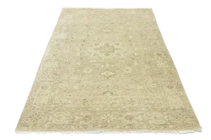 Muted Pinkish Beige Floral 5X8 Transitional Oriental Rug