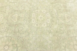 Muted Green Floral 6X6 Transitional Oriental Round Rug