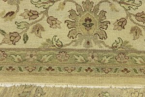Muted Khaki Floral Transitional 8X10 Indo-Nain Oriental Rug