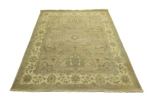 Muted Khaki Floral Transitional 8X10 Indo-Nain Oriental Rug