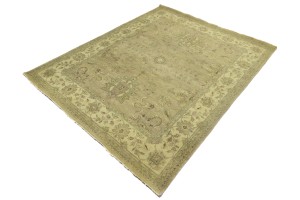 Muted Khaki Floral Transitional 8X10 Indo-Nain Oriental Rug