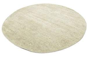 Muted Beige Floral 6X6 Transitional Oriental Round Rug