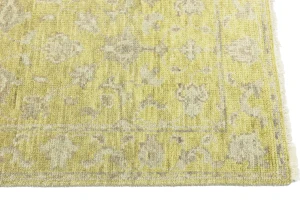 Muted Golden Yellow Floral 3X8 Transitional Oriental Runner Rug