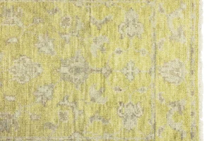 Muted Golden Yellow Floral 3X8 Transitional Oriental Runner Rug