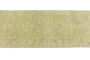 Muted Golden Yellow Floral 3X8 Transitional Oriental Runner Rug