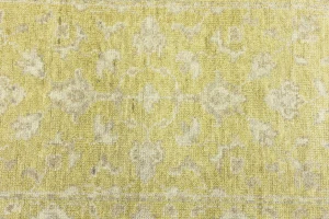 Muted Golden Yellow Floral 3X8 Transitional Oriental Runner Rug