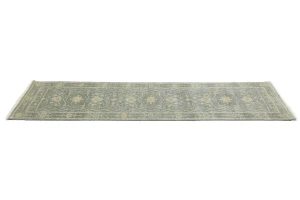Muted Gray Floral 3X10 Transitional Oriental Runner Rug