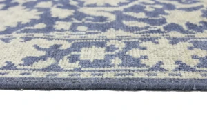 Muted Slate Blue Floral 2'6X13'9 Transitional Oriental Runner Rug