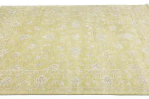 Muted Golden Yellow Floral 8X10 Transitional Oriental Rug