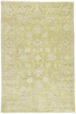 Muted Golden Yellow Floral 4X6 Transitional Oriental Rug