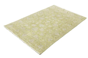 Muted Golden Yellow Floral 4X6 Transitional Oriental Rug