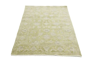 Muted Golden Yellow Floral 4X6 Transitional Oriental Rug