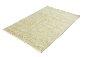 Muted Golden Yellow Floral 4X6 Transitional Oriental Rug