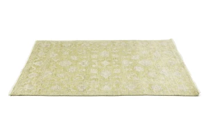 Muted Golden Yellow Floral 4X6 Transitional Oriental Rug
