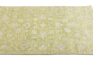Muted Golden Yellow Floral 4X6 Transitional Oriental Rug