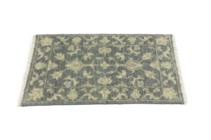 Muted Dark Slate Floral 2X3 Transitional Oriental Rug
