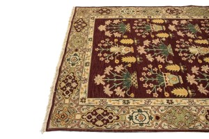 Maroon Red Floral Garden 6X9 Oriental Rug