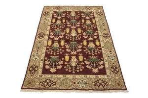 Maroon Red Floral Garden 6X9 Oriental Rug