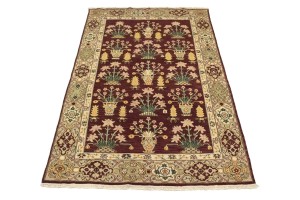 Maroon Red Floral Garden 6X9 Oriental Rug