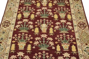 Maroon Red Floral Garden 6X9 Oriental Rug