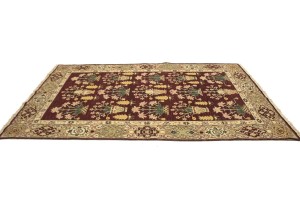 Maroon Red Floral Garden 6X9 Oriental Rug