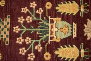 Maroon Red Floral Garden 6X9 Oriental Rug