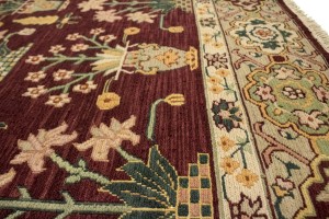 Maroon Red Floral Garden 6X9 Oriental Rug