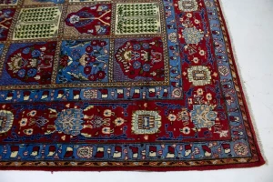 Vintage Blue & Red Floral Garden 10X13 Najafabad Persian Rug
