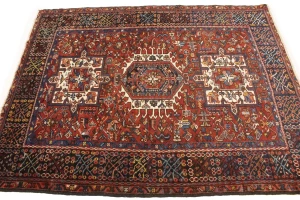 Semi Antique Rusty Red Tribal 5X6 Karajeh Persian Rug