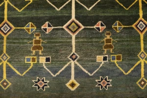 Vintage Gray & Olive Pictorial 4X7 Shiraz Persian Rug