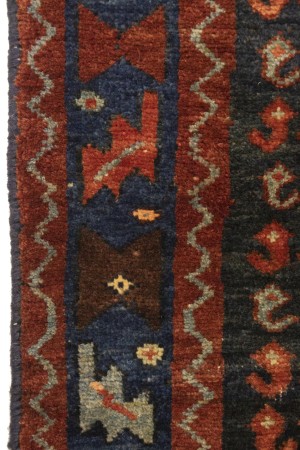 Semi Antique Tribal Rusty Red 4X9 Sanandaj Persian Runner Rug