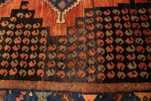 Semi Antique Tribal Rusty Red 4X9 Sanandaj Persian Runner Rug
