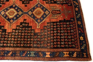 Semi Antique Tribal Rusty Red 4X9 Sanandaj Persian Runner Rug