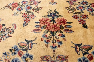 Semi Antique Cream Traditional 10X14 Yazd Persian Rug